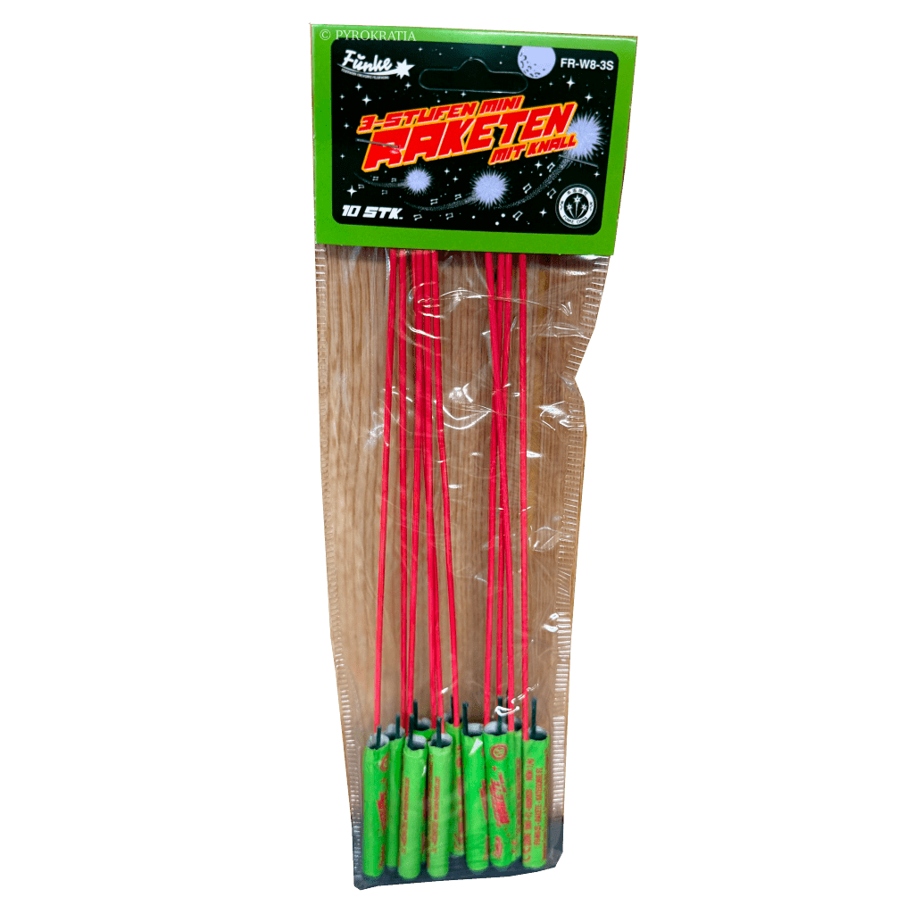 3 - Stufen Mini - Raketen mit Knall - Pyrokratia Oy